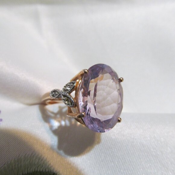 QJ India Quintessence Jewelry Gold Plated 925 Silver Light Amethyst Ring Size 10 - Picture 16 of 16